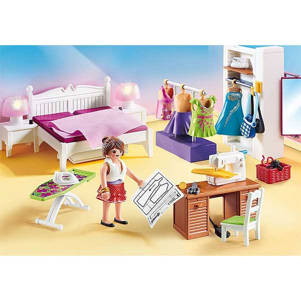PLAYMOBIL DOLLHOUSE ΥΠΝΟΔΩΜΑΤΙΟ ΜΕ ΑΤΕΛΙΕ ΡΑΠΤΙΚΗΣ (70208) - Image 4